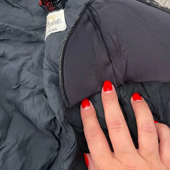 Vintage Multicolored Geometric Print Sequin Long Sleeve Blouse Peony and Phoenix - Picture 9 of 10